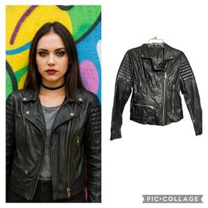 Blank NYC Vegan Leather Moto Biker Jacket - Size Small (2885)‎